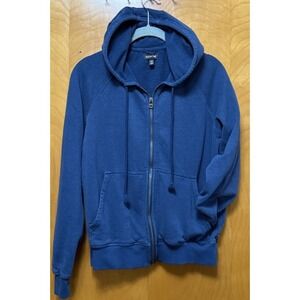 Toad & Co Womens Zip Up Hooded Sweatshirt Hemp Terry Pockets Teal XXS